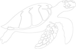 AI generated loggerhead turtle  outline silhouette vector