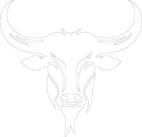 AI generated longhorn outline silhouette vector