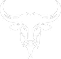 AI generated longhorn outline silhouette vector