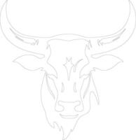 AI generated longhorn  outline silhouette vector