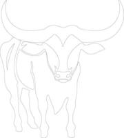 AI generated longhorn  outline silhouette vector