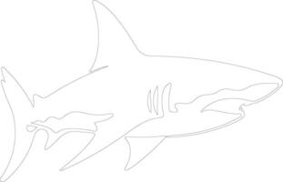 AI generated luminous shark  outline silhouette vector