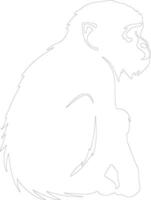 AI generated macaque outline silhouette vector