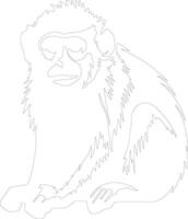 AI generated macaque  outline silhouette vector