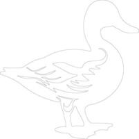 AI generated mallard duck  outline silhouette vector