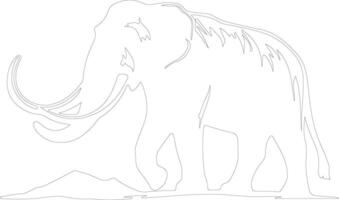 AI generated mammoth  outline silhouette vector