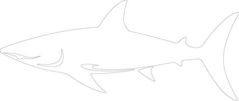 AI generated mako shark  outline silhouette vector