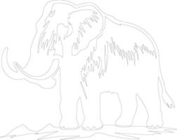 AI generated mammoth  outline silhouette vector