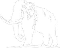AI generated mammoth  outline silhouette vector