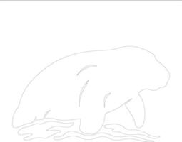 AI generated manatee  outline silhouette vector