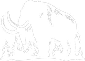 AI generated mammoth  outline silhouette vector