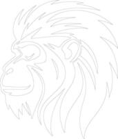 AI generated mandrill  outline silhouette vector