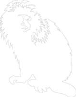 AI generated marmoset outline silhouette vector