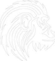 AI generated mandrill  outline silhouette vector