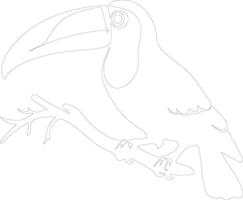 AI generated keel-billed toucan  outline silhouette vector