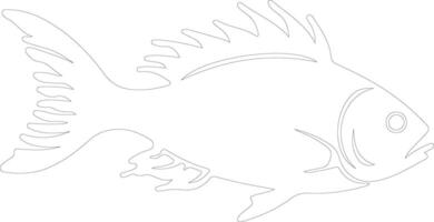 AI generated lanternfish  outline silhouette vector