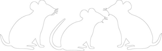 AI generated mice  outline silhouette vector