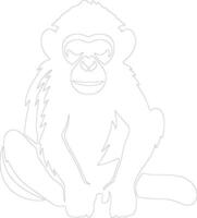 AI generated monkey  outline silhouette vector