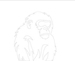 AI generated monkey  outline silhouette vector