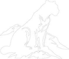 AI generated mountain lion  outline silhouette vector