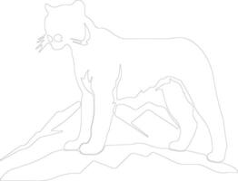 AI generated mountain lion  outline silhouette vector