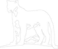 AI generated mountain lion  outline silhouette vector