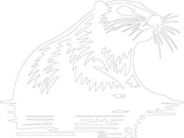 AI generated North American beaver  outline silhouette vector