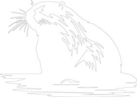 AI generated North American beaver  outline silhouette vector