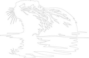 AI generated North American beaver  outline silhouette vector