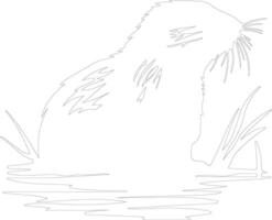 AI generated muskrat  outline silhouette vector