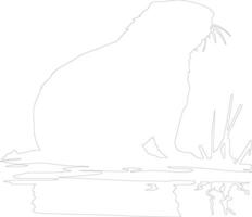 AI generated North American beaver  outline silhouette vector