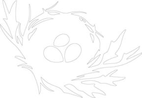 AI generated nest  outline silhouette vector