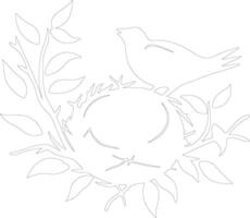 AI generated nest outline silhouette vector