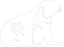 AI generated northern elephant seal  outline silhouette vector