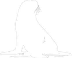 AI generated northern fur seal  outline silhouette vector