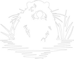 ai generado nutria contorno silueta vector