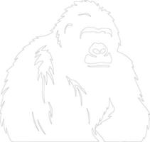 AI generated orangutan  outline silhouette vector