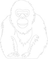 AI generated orangutan  outline silhouette vector