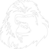 AI generated orangutan  outline silhouette vector