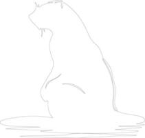 AI generated otter river  outline silhouette vector