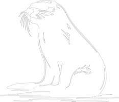 AI generated otter river  outline silhouette vector