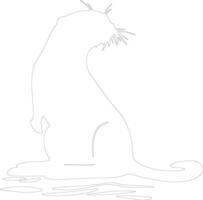 AI generated otter river  outline silhouette vector