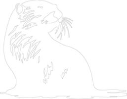 AI generated otter river  outline silhouette vector