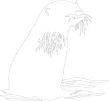 AI generated otter river  outline silhouette vector