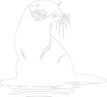 AI generated otter river  outline silhouette vector