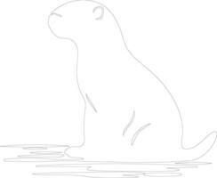 AI generated otter river  outline silhouette vector