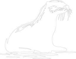 AI generated otter river  outline silhouette vector