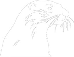 AI generated otter sea  outline silhouette vector