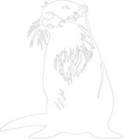 AI generated otter sea  outline silhouette vector