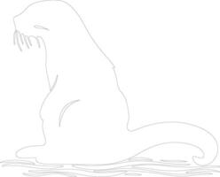 AI generated otter river  outline silhouette vector